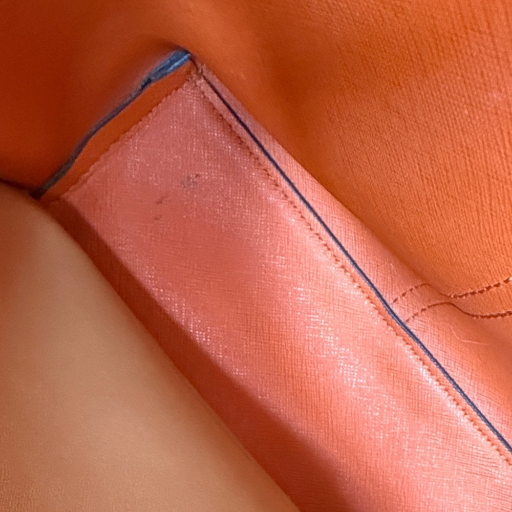 Tory Burch Perry Triple Compartment Tan Leather Tote with Red Accent - Picture 14 of 16